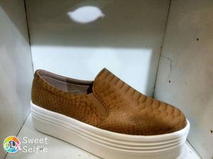 `Brown Leather Slip-on Shoe