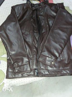 Brown colur winter lether jacket size 40