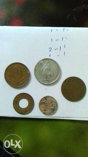 Five Silver And Bronze Coin Collection