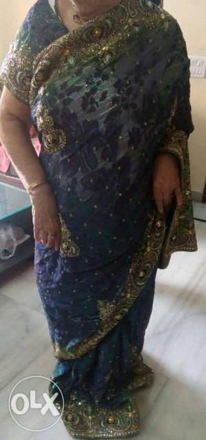 Gray And Brown Sari