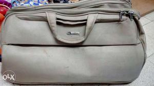 Gray Leather Duffel Bag