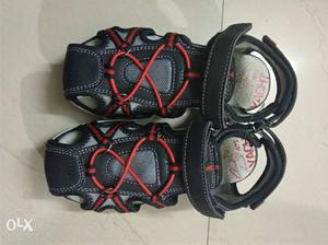 Gray-black-and-red Trek Sandals