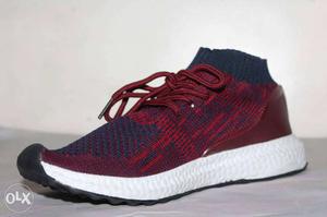 Maroon And Blue Running Shoe