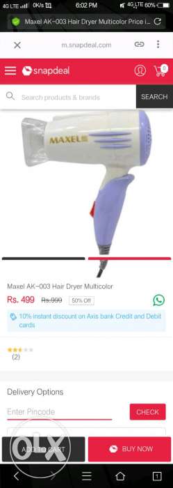 New Maxel Hair Dryer AK-003 Hot And Cold With Nozzel