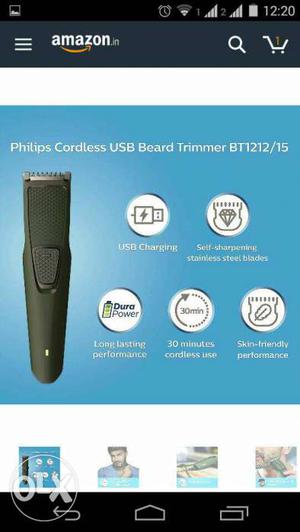 New Philips cordless USB Beard Trimmer BT