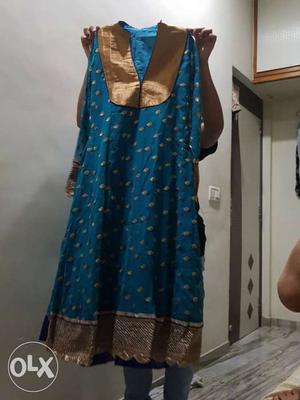 New kurti with golden embroidery... silk fabric