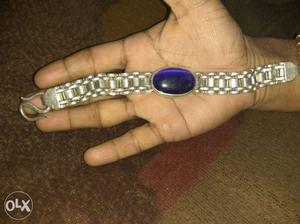 Oval Sapphire Gem With Link Bracelet