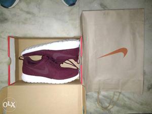 Pair Of Maroon Nike Shoes With Box