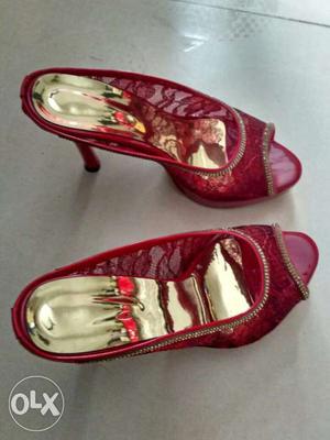 Pair Of Red Open-toe Heels & wedding dress brand new 2months