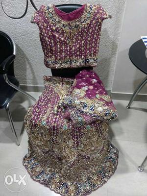 Purple And Beige Tribal Ghagra Choli Traditional Dress
