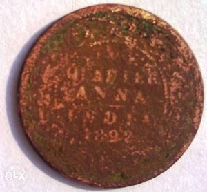 Quarter Anna India  Copper Coin