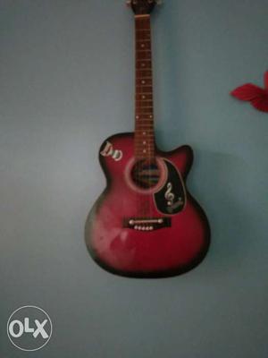 R Red And Black Cutaway Acoustic Guita