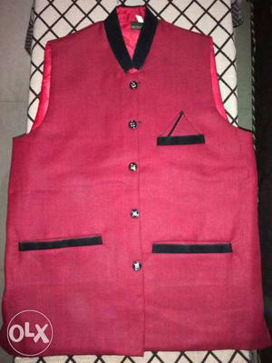 Red And Black Zip-up Vest