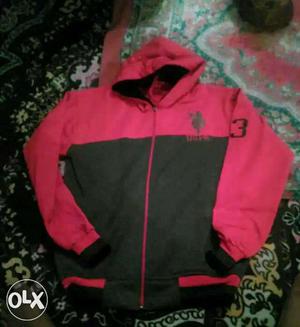 Red And Black Zippered Hoodie