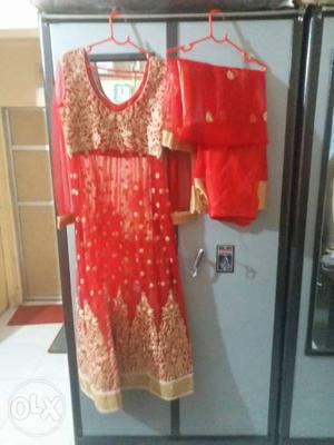 Red And Gold Sari Traditional Dress