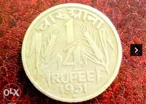 Round Silver 1/4 Rupee Coin