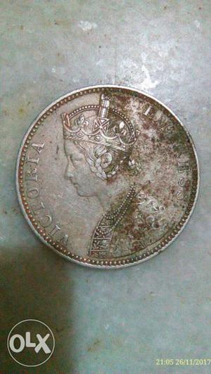 Round Silver-colored Victoria Coin