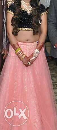 Women's Black-and-pink Gagra Choli Traditional Dress