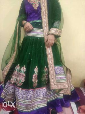 Women's Green, Pink, Purple, And White Traditional Dress