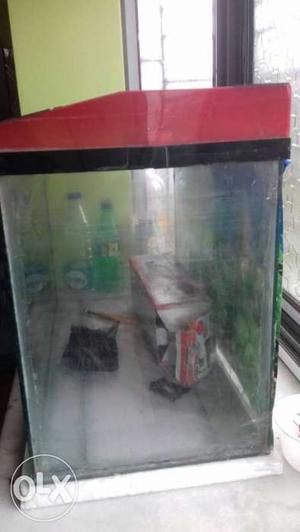 2ft ×1ft×1.3ft aquarium with one pump and white