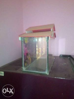White And Pink Wooden Framed Fish Tank