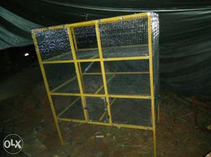 Yellow Wooden Bird Cage