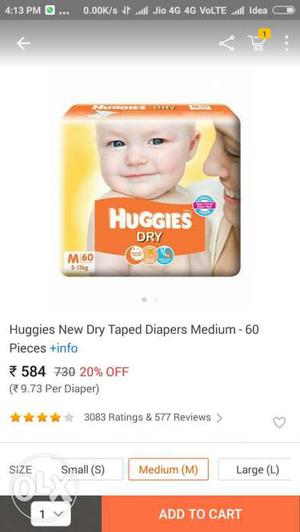 2 Huggies diapers 60 pack brand new unpacked of
