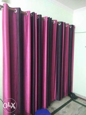 4*7 ft almost new wine color curtains, total 14