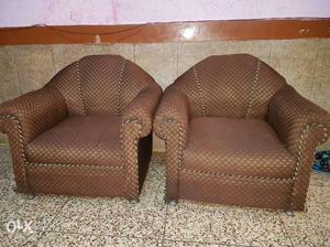 5 seater Brown Cushion Sofa Chairs with 2 morha and central