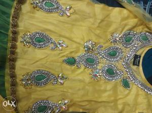 6 to 8 Years girls Yellow And Green Dress good condition