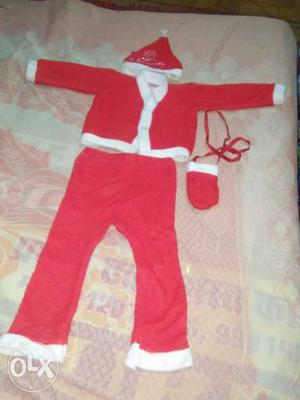 A baby Santa Claus dress with cap & purse for 3yr