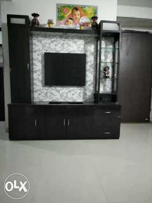 Black And Gray Wooden TV Hutch