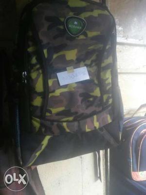 Black, Green, And Gray Camo Print Backpack