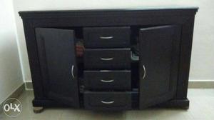 Black Wooden 2-door 4-drawer Side Table