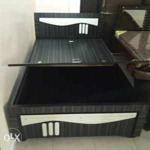 Black Wooden Bed with storage