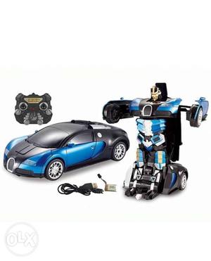 Blue And Black Bugatti Transformers Action Figure