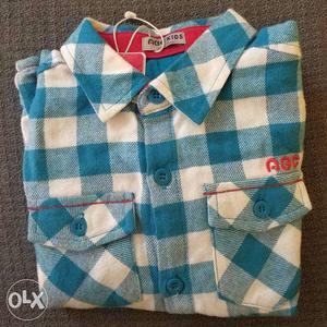 Blue cotton Flannel Shirt for kids (3 to 4 years) Thick
