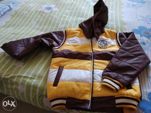 Boys winter jacket, gold and brown colour