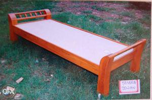 Brown And White Wooden Chaise Lounge Bench Frame