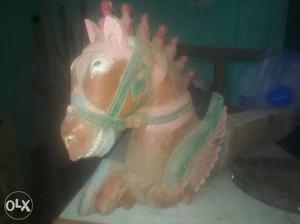 Brown Ceramic Horse Bust