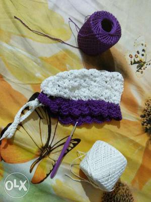 Crochet baby spring petal bonnet made in cotton