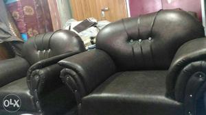 Dark Brown Leather Sofa Set 3+1+1