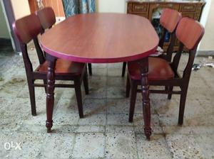 Dining Table 6 seater, solid wood with 4 Chairs- slightly