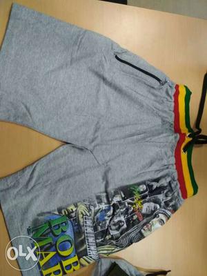 Gray Bob Marley Printed Shorts
