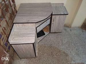 Gray Wooden Corner TV /computer table