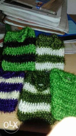 Green And Black Knitted Caps