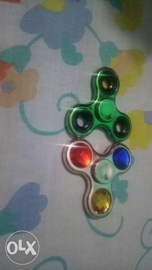 Green And Grey 3-bladed Fidget Spinners