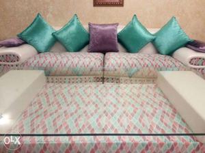 Green And Pink Floral Fabric Sofa