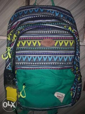 Green, Blue, And Green Backpack Bag