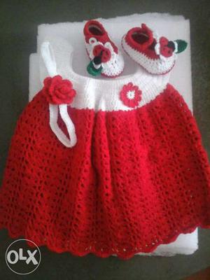 Hand made crochet frock set